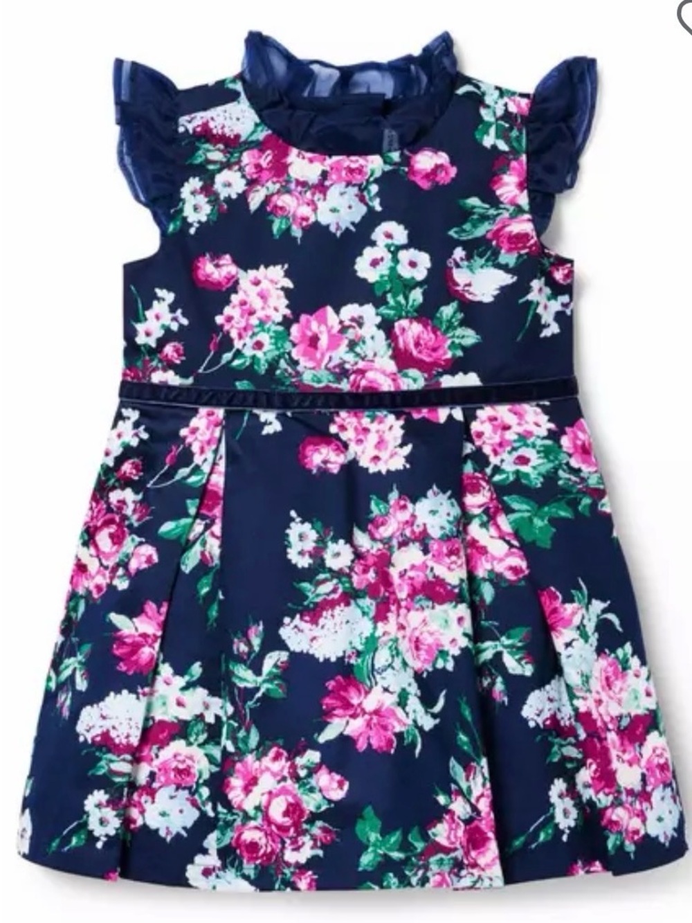 Janie & Jack Floral Satin Ruffle Dress Size 6
